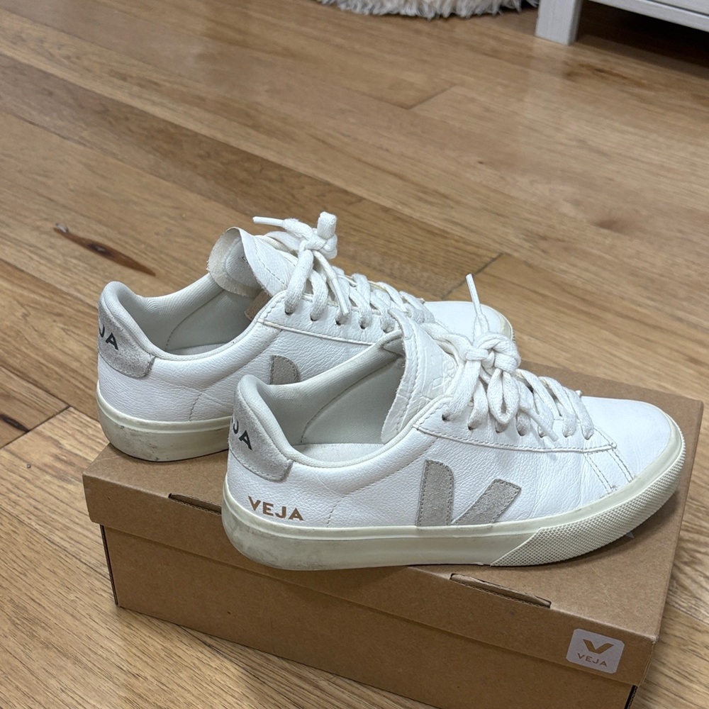Veja White and Gray Casual Sneakers